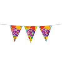 Leeftijd verjaardag thema vlaggetjes 60 jaar plastic 10 meter - Vlaggenlijnen - thumbnail