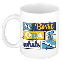 Cadeau koffie/thee mok - de beste opa - van de wereld - wit - 300 ml - keramiek