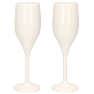 Set van 2x stuks champagne/prosecco flutes glazen wit 150 ml van onbreekbaar kunststof