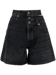 AGOLDE short en jean à taille froncée - Noir