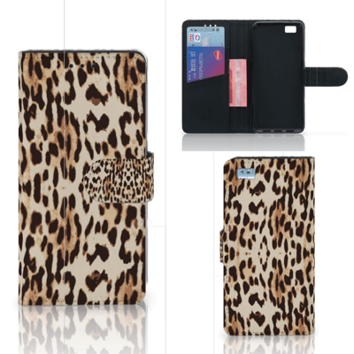 Huawei Ascend P8 Lite | Telefoonhoesje | Met pasjeshouder | Leopard