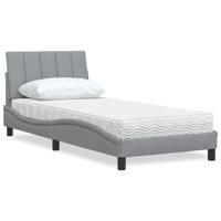 Bed met matras "Hanko" stof lichtgrijs 90x190 cm