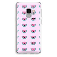 Smiley watermeloenprint: Samsung Galaxy S9 Transparant Hoesje - thumbnail