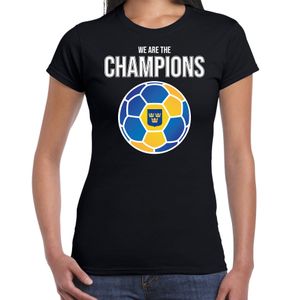 Zweden EK/ WK supporter t-shirt we are the champions met Zweedse voetbal zwart dames