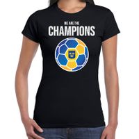 Zweden EK/ WK supporter t-shirt we are the champions met Zweedse voetbal zwart dames - thumbnail