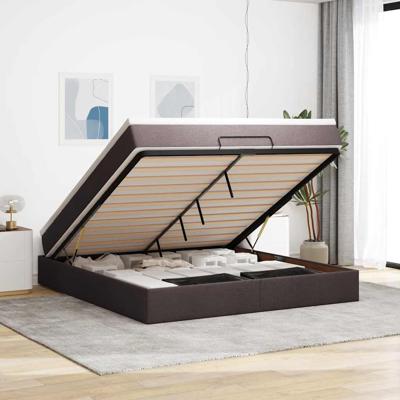 Ottoman bed met matras 160x200cm stof donkerbruin