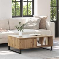 Salontafel artisanaal eikenkleurig 90 x 60 x 35 cm Bewerkt hout
