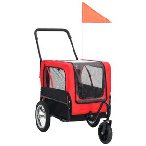 VidaXL Fietstrailer en kinderwagen 2-in-1 rood en zwart