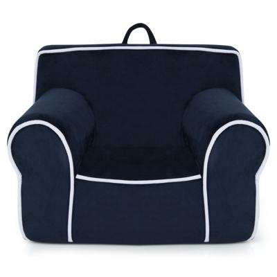 Kinderbank Gestoffeerd Kinderstoel met Schuimvulling Armleuning en Handgreep Babybank Fluwelen Bank voor Kinderen tot 5 Jaar (Marineblauw)