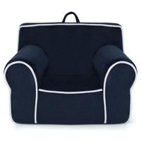Kinderbank Gestoffeerd Kinderstoel met Schuimvulling Armleuning en Handgreep Babybank Fluwelen Bank voor Kinderen tot 5 Jaar (Marineblauw)