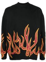 Palm Angels sweat Graffiti Flames à effet usé - Noir
