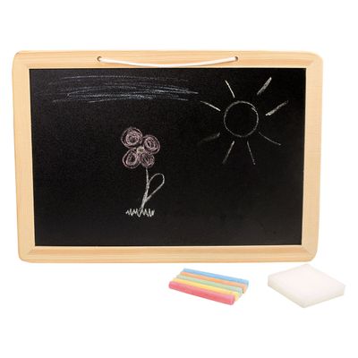 Small Foot - houten krijtbord met gekleurde krijtjes, 7dlg.