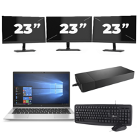 HP EliteBook 830 G7 - Intel Core i7-10e Generatie - 13 inch - 16GB RAM - 256GB SSD - Windows 11 + 3x 23 inch Monitor