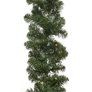 Kerst dennenslinger guirlande groen met verlichting 270 cm   -