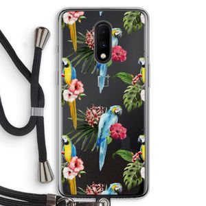 Kleurrijke papegaaien: OnePlus 7 Transparant Hoesje met koord