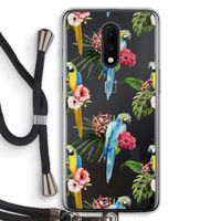 Kleurrijke papegaaien: OnePlus 7 Transparant Hoesje met koord