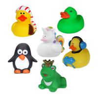 Rubber badeendjes/dieren mix - 6x stuks - badkamer fun artikelen - size 5 cm - kunststof