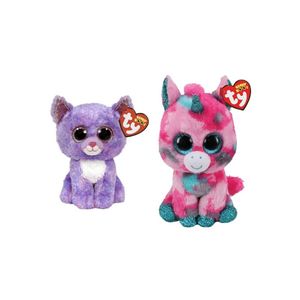 Ty - Knuffel - Beanie Boo's - Gumball Unicorn & Cassidy Cat