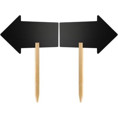 Krijtbord/schoolbord - 2x stuks - pijl op stok - 33 x 2 x 54 cm - richting wijzer - dubbelzijdig