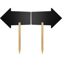 Krijtbord/schoolbord - 2x stuks - pijl op stok - 33 x 2 x 54 cm - richting wijzer - dubbelzijdig