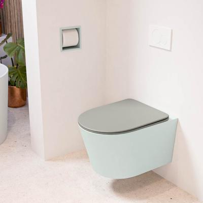 Wandcloset Mondiaz Lavie | Zonder spoelrand | Incl.Toiletzitting-Smoke | Keramiek | Greey (licht grijs)