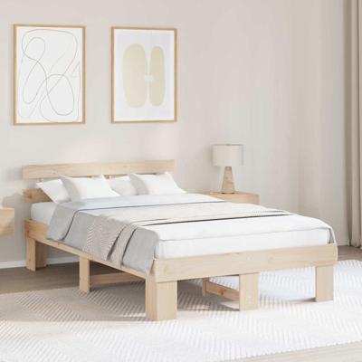 Bedframe met hoofdeinde Bruin 120 x 190 cm Massief grenenhout