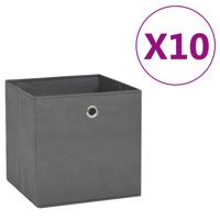 VidaXL Opbergboxen 10 st 28x28x28 cm nonwoven stof grijs - thumbnail
