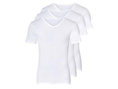 LIVERGY 3 heren T-shirts (V-hals, Wit, M)
