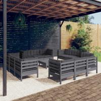 13-delige Loungeset met antracietkleurige kussens grenenhout
