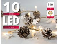 LED verlichting dennenappel en houten ster x10 lamps warm LED excl. batterijen - Hit