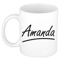 Naam cadeau mok / beker Amanda met sierlijke letters 300 ml