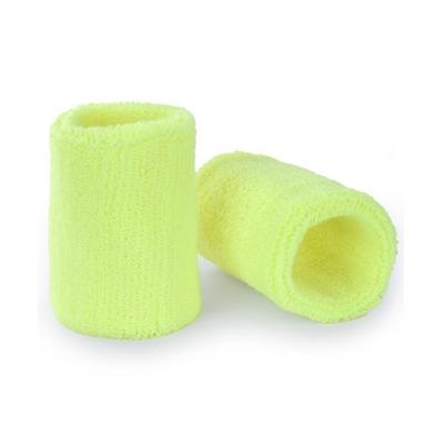 Pols zweetbandjes - 2x stuks - neon geel - voor volwassenen Pols zweetbandjes - 2x stuks - neon geel - voor volwassenen