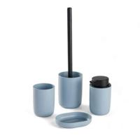 Set di 4 accessori da bagno - TODAY - UTILITY - Tazza, dispenser di sapone, scopino per WC - Blu