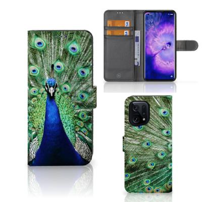 OPPO Find X5 | Telefoonhoesje | Met pasjeshouder | Pauw