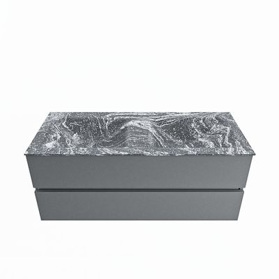 MONDIAZ VICA-DLUX 120cm badmeubel onderkast Plata 2 lades. Inbouw wastafel CLOUD dubbel zonder kraangat, kleur Lava.
