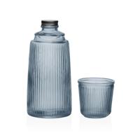 Waterfles Versa Blauw Glas Aluminium 10,3 x 26 x 10,3 cm