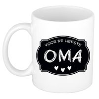 Liefste oma verjaardag cadeau mok - zwart krijtbord - 300 ml - Keramiek - opa/oma dag