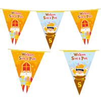 Sinterklaas met roetveeg Piet vlaggenlijn - 3x - slinger - 10 mtr - Sint versiering