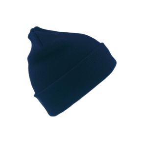 Heren/Dames Beanie Wintermuts 100% acryl wol donkerblauw One size  -