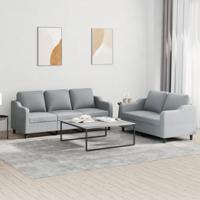 2-delige Loungeset met kussens stof lichtgrijs
