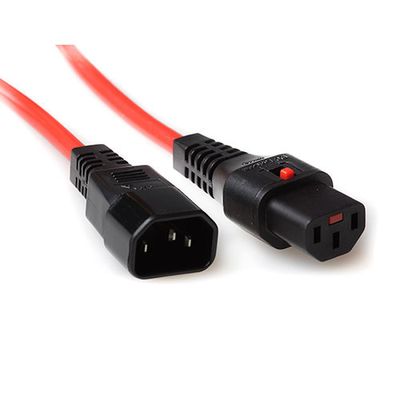 ACT AK5194 Netsnoer C13 IEC Lock | C14 | Rood | 1,5 meter