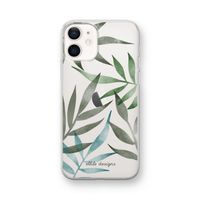 Tropical watercolor leaves: iPhone 12 mini Transparant Hoesje