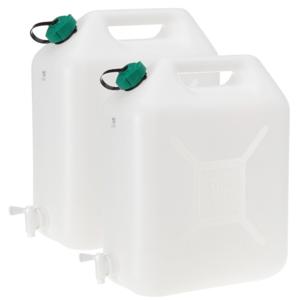 EDA water jerrycan met inhoud 20 liter - 2x - kunststof - transparant - met kraantje - draagbaar