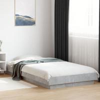 Bedframe met LED-verlichting bewerkt hout betongrijs 90x190 cm