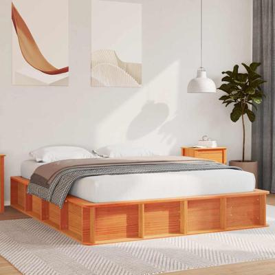 Bedframe met opslag Wasbruin 160 x 200 cm Massief grenenhout