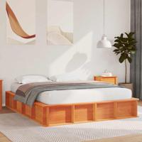 Bedframe met opslag Wasbruin 160 x 200 cm Massief grenenhout