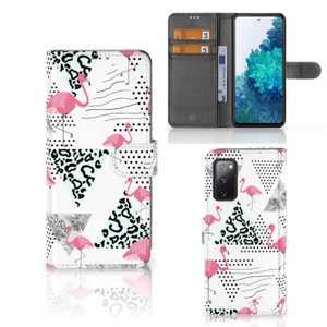 Samsung Galaxy S20 FE Telefoonhoesje met Pasjes Flamingo Triangle