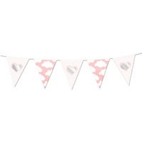 Geboorte vlaggenlijn slingers roze met wolken   - - thumbnail