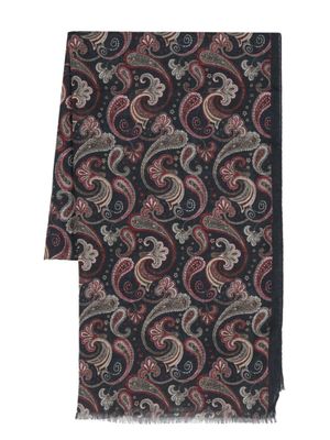 Kiton écharpe frangée à motif cachemire - Bleu