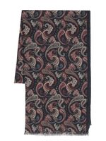 Kiton paisley-print frayed-trim scarf - Bleu